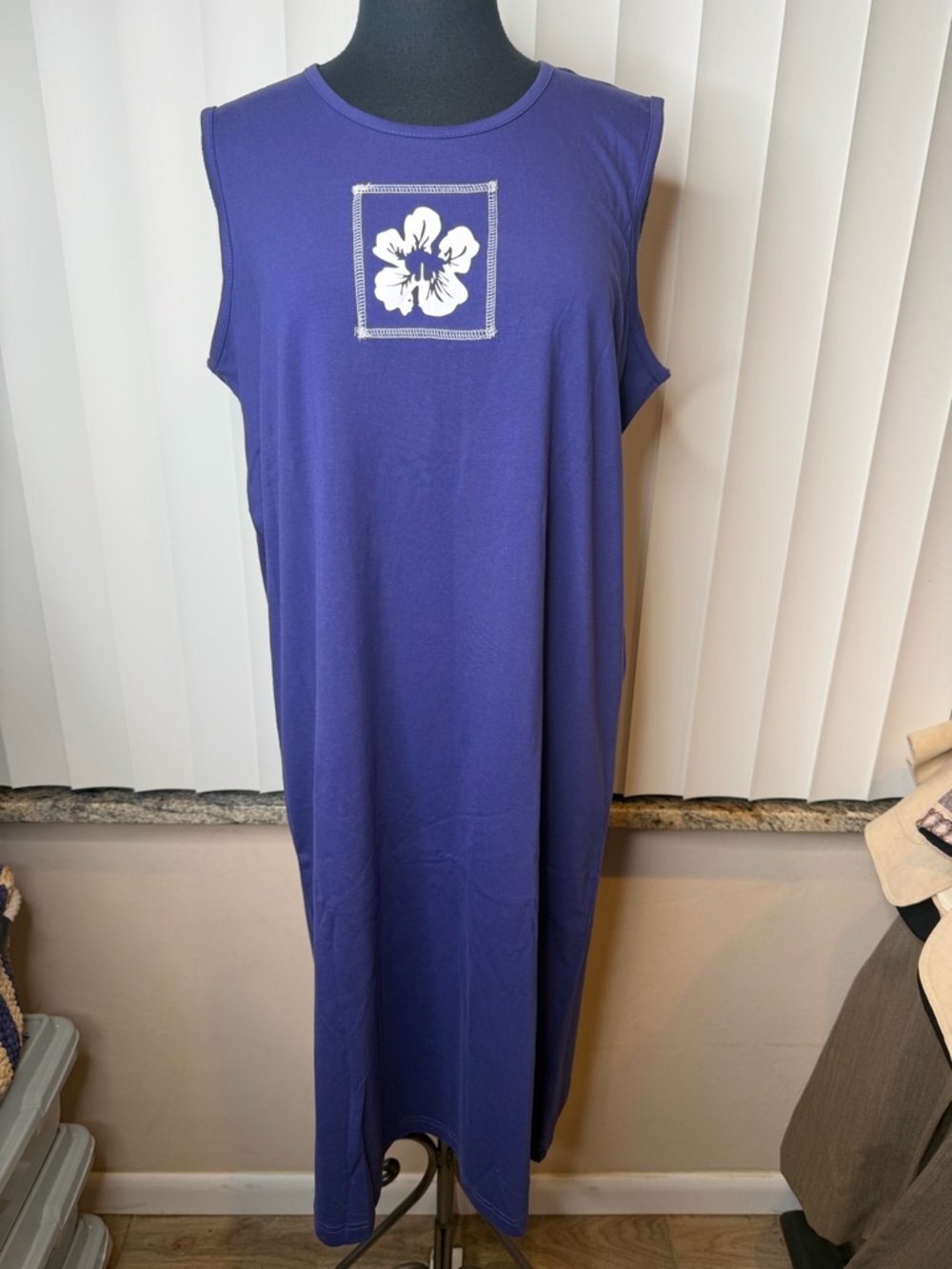 Sara Morgan Sleeveless Purple Floral-Print Maxi Shift Relaxed Fit Dress SZ Large